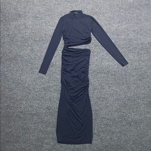 Zara Blue Ruched Long Sleeve Bodycon Dress